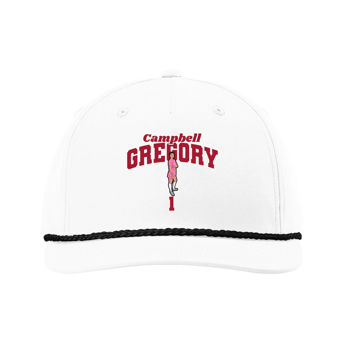 Five-Panel Classic Rope Cap — Signature Arch in White