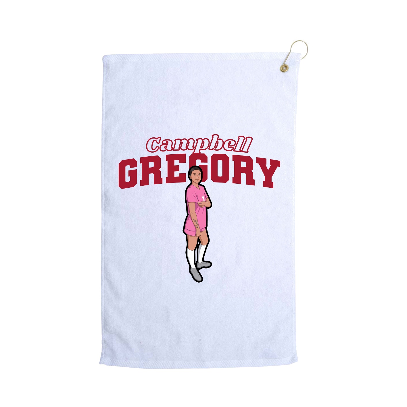 Golf Towel — Name Arch in White