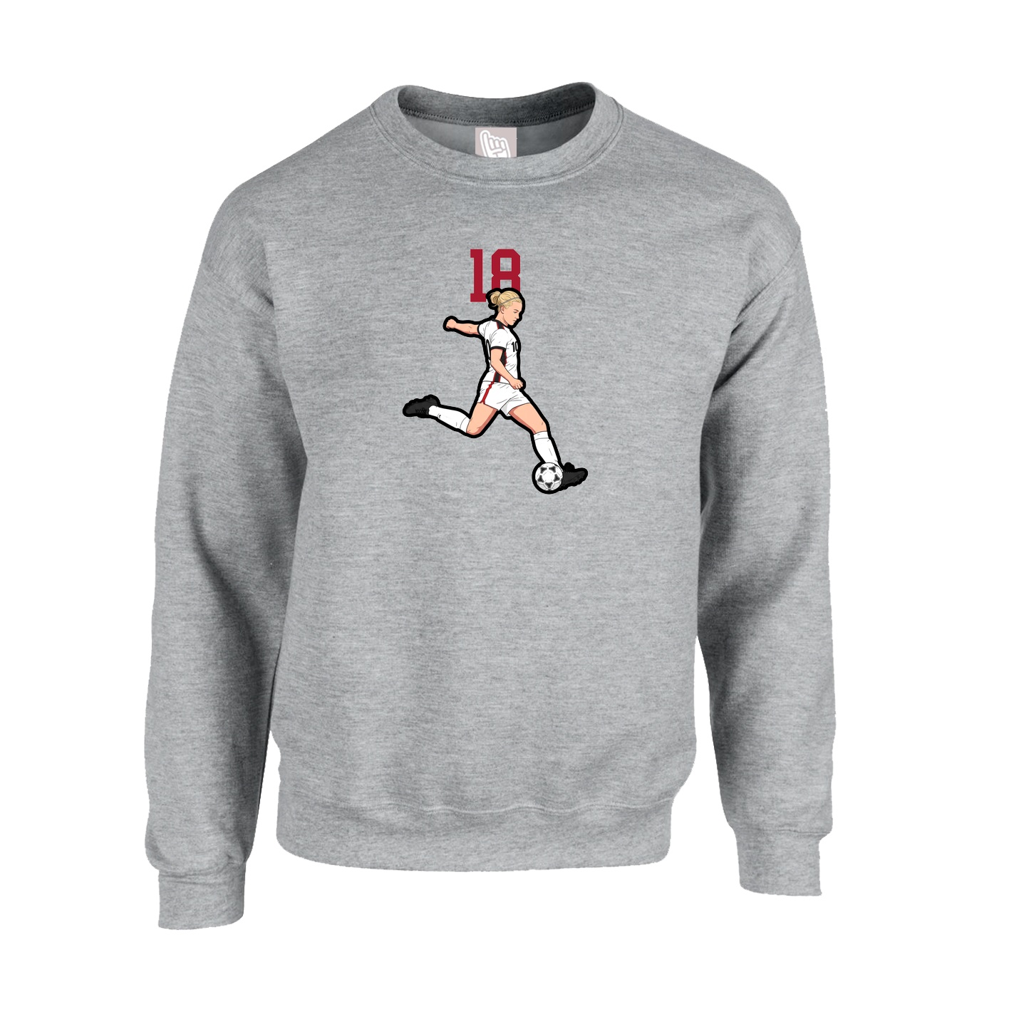 Fleece Crew — Number Top in Grey