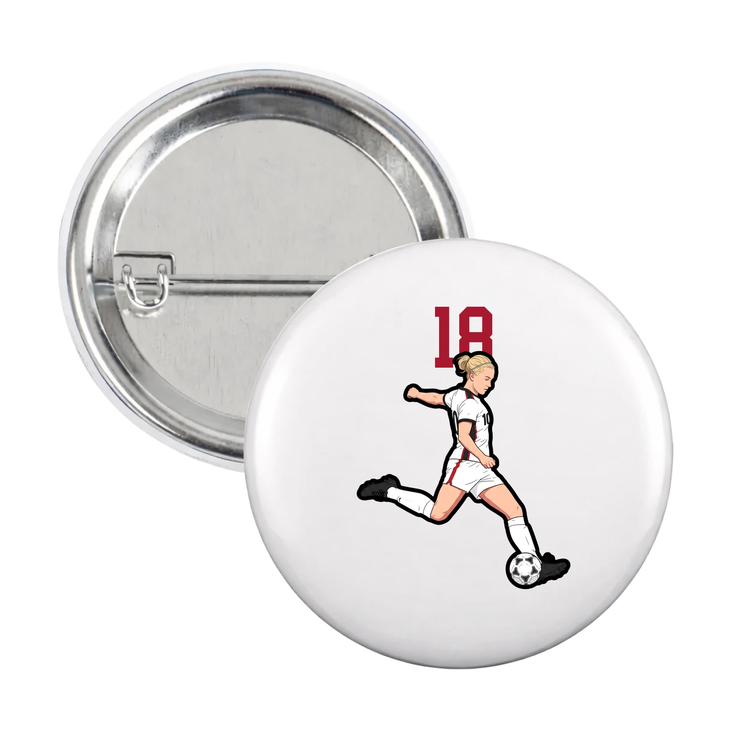 Game Day Button — Number Top in White
