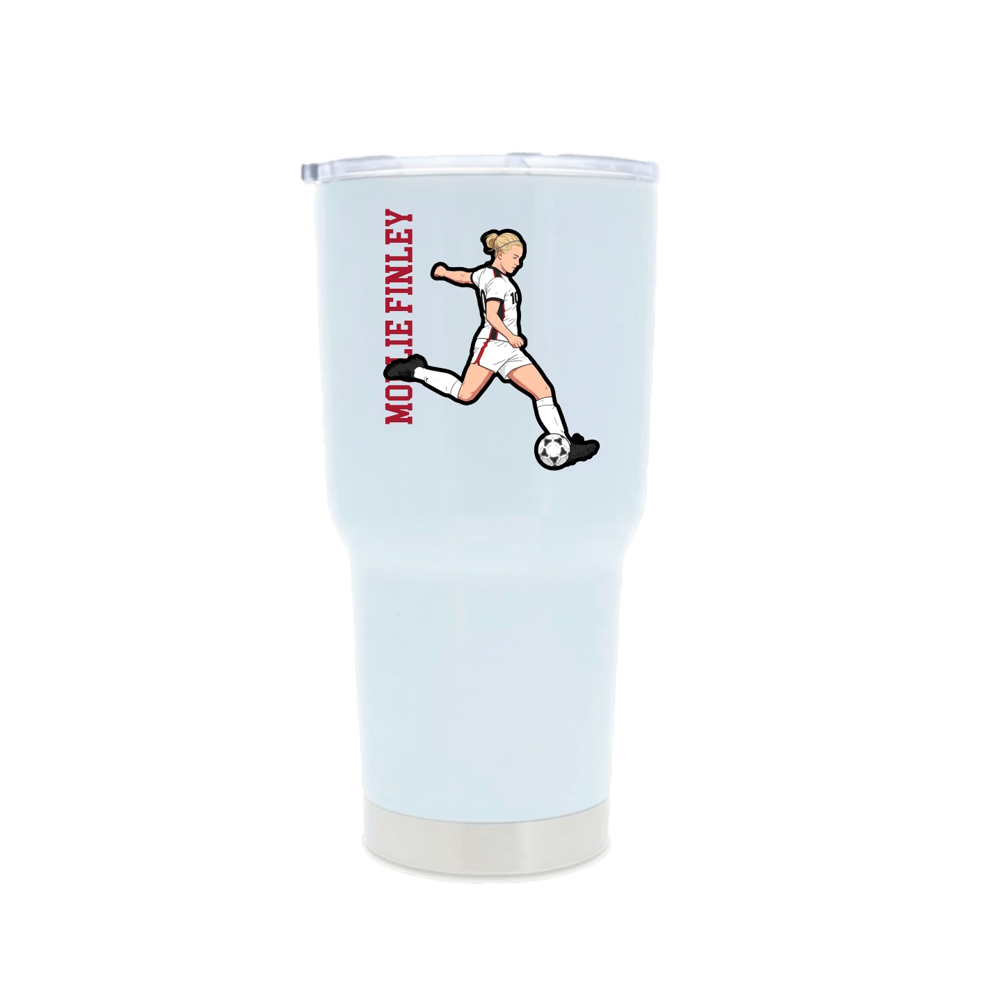 30oz Stainless Steel Tumbler — Name Vertical in White