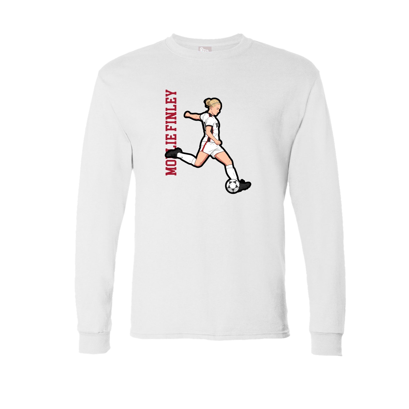 Long Sleeve Tee — Name Vertical in White