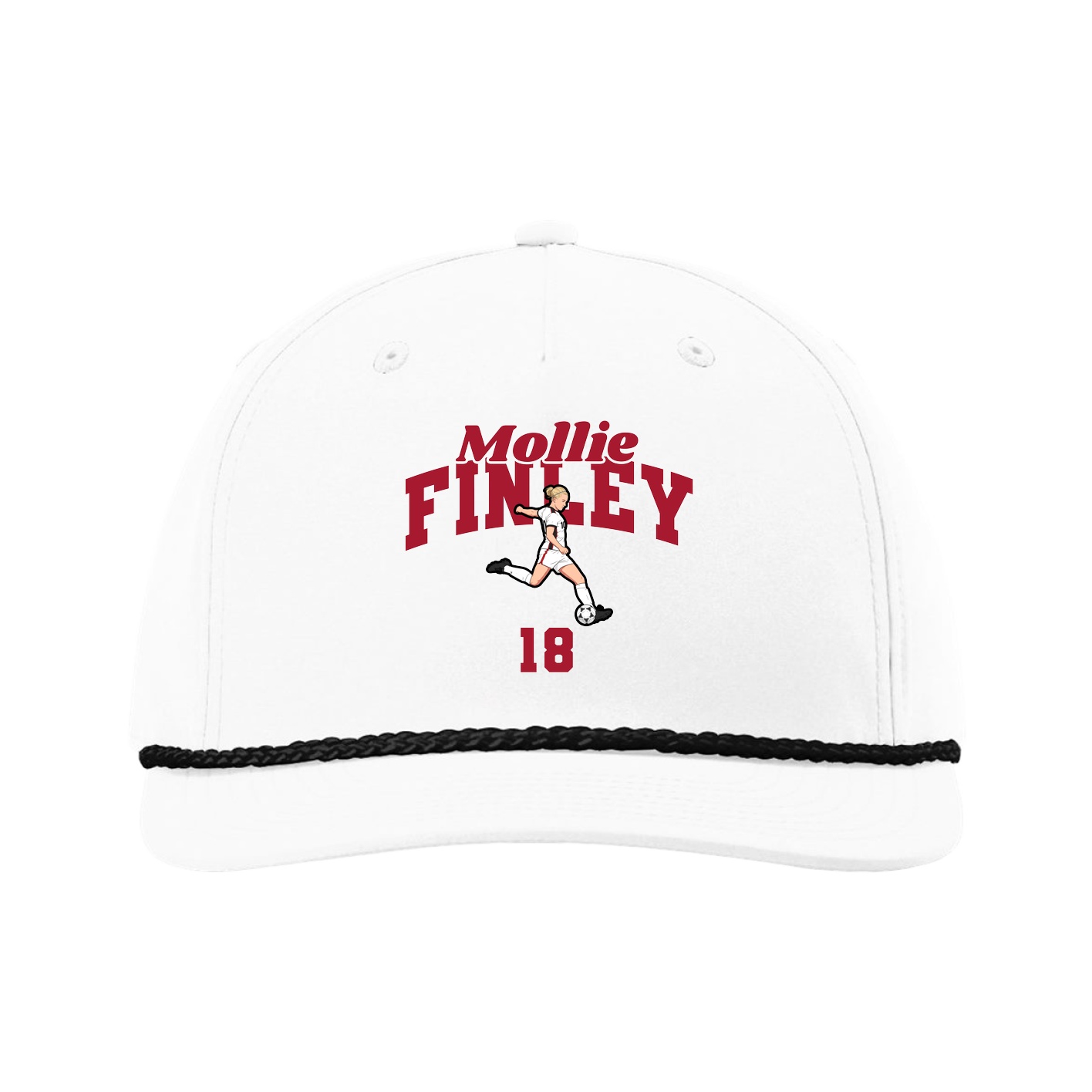 Five-Panel Classic Rope Cap — Signature Arch in White