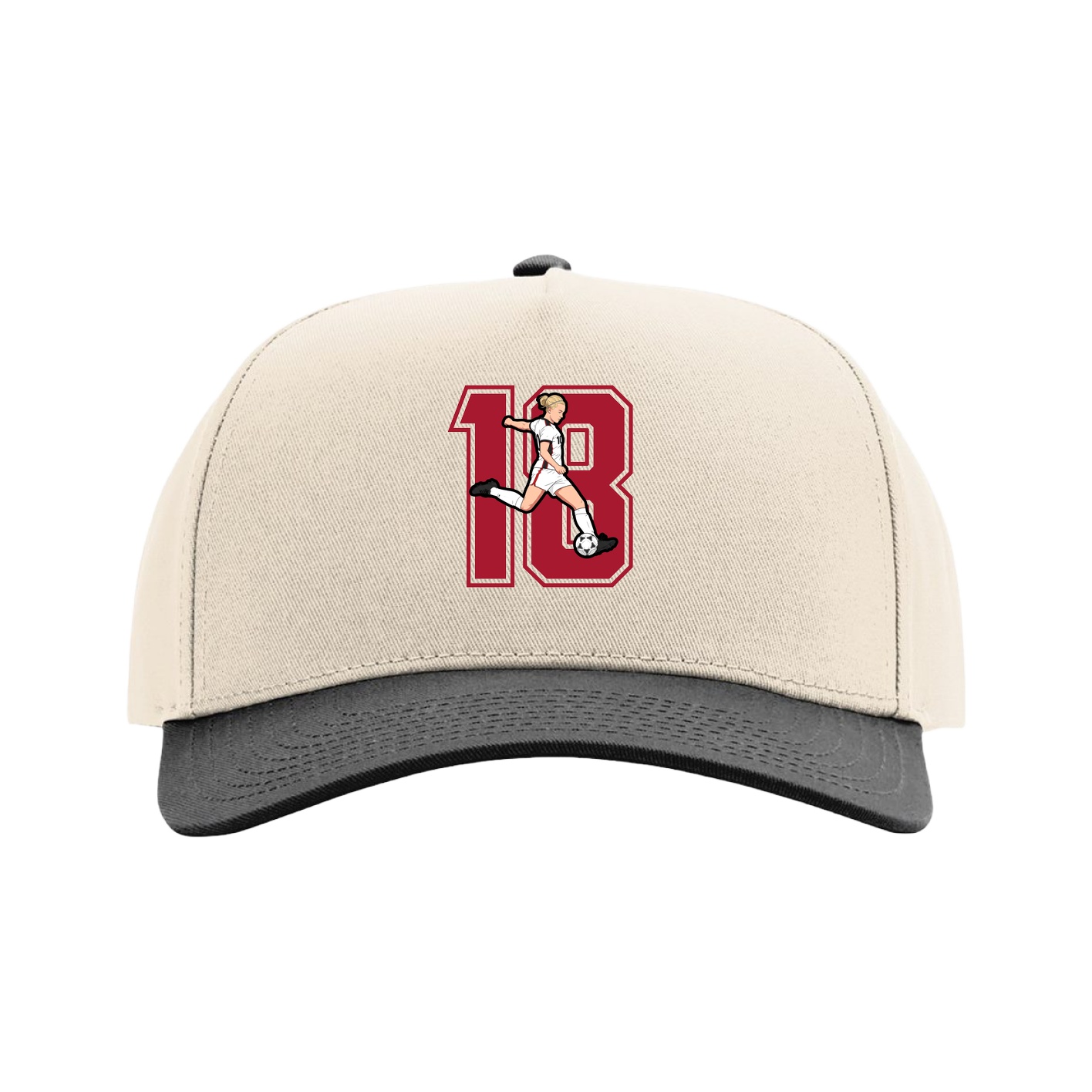 Full Fabric Five-Panel Champ Cap — Number in Cream/Black