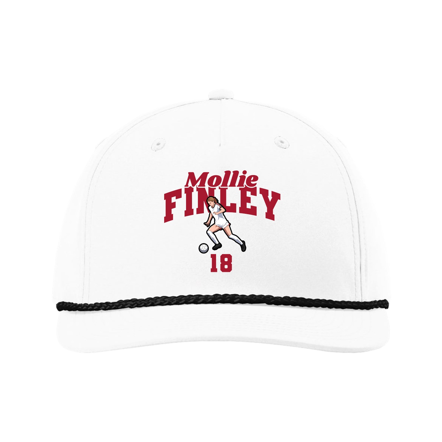 Five-Panel Classic Rope Cap — Signature Arch in White