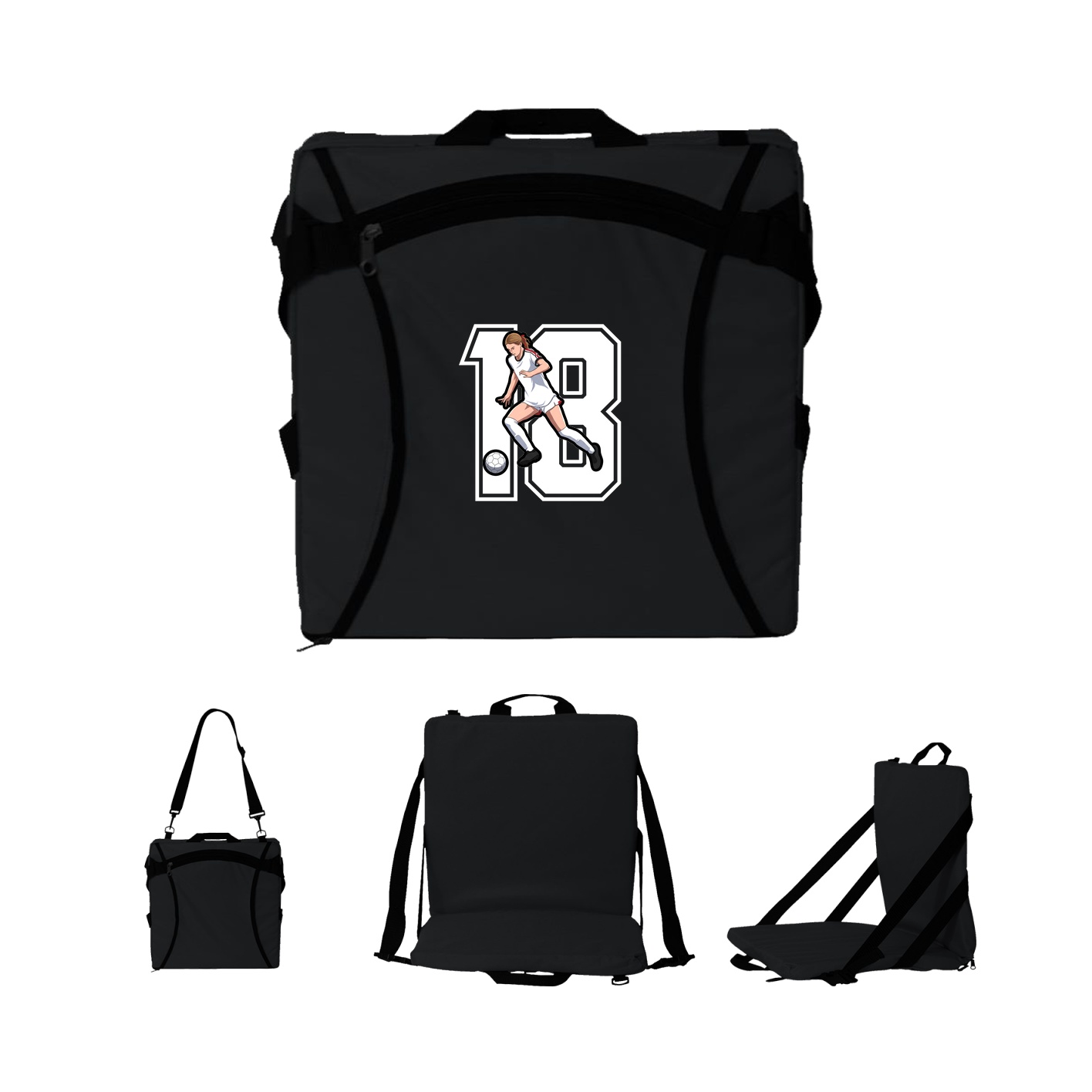 Folding Stadium Seat — Number in Black