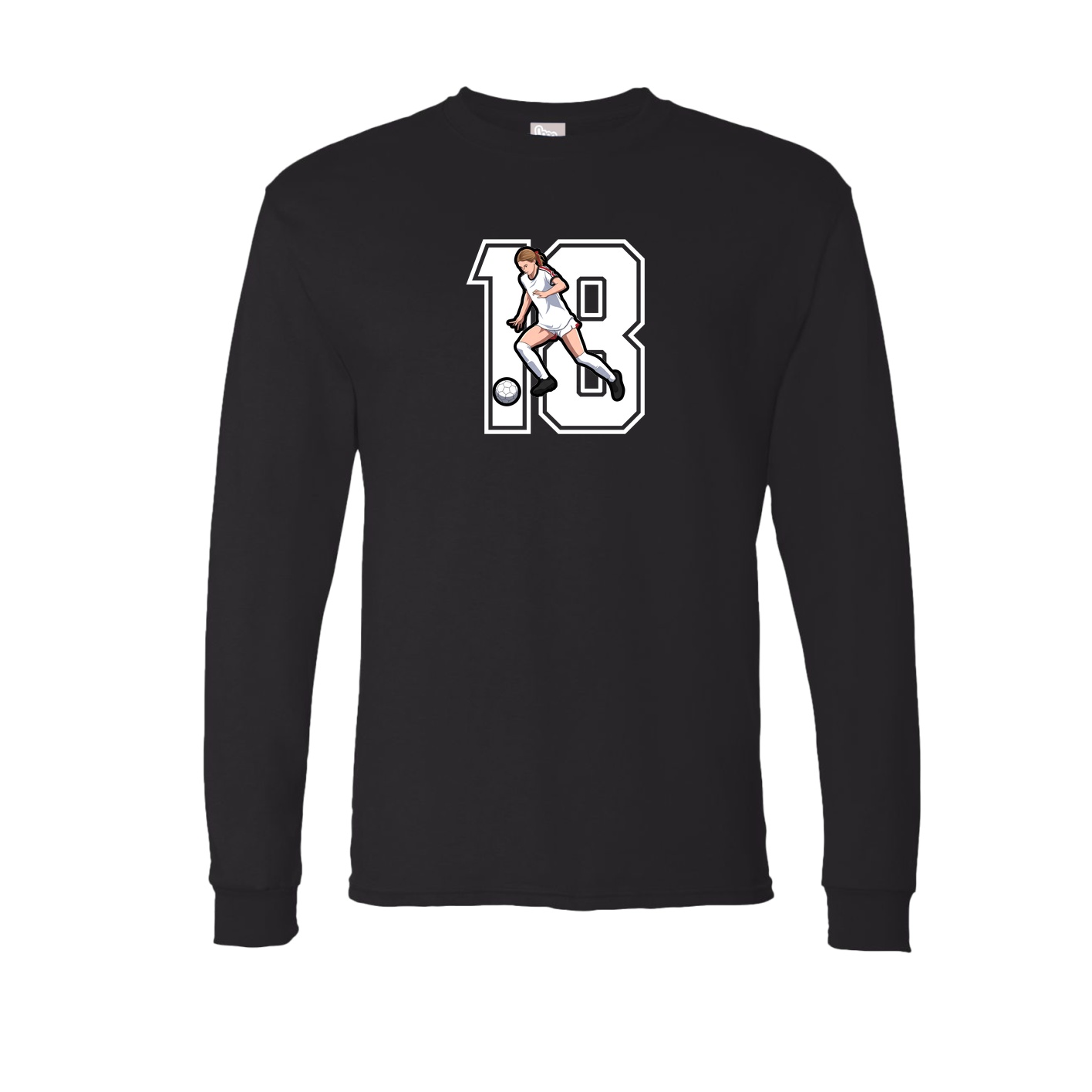 Long Sleeve Tee — Number in Black
