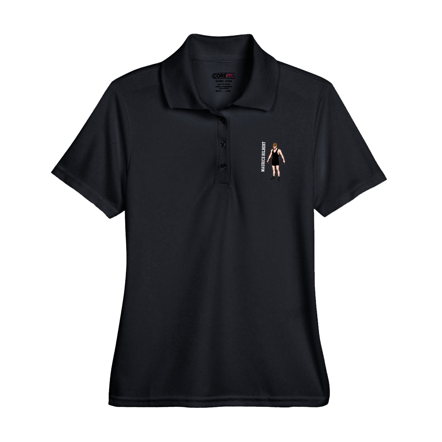 Womens Performance Polo — Name Vertical in Black