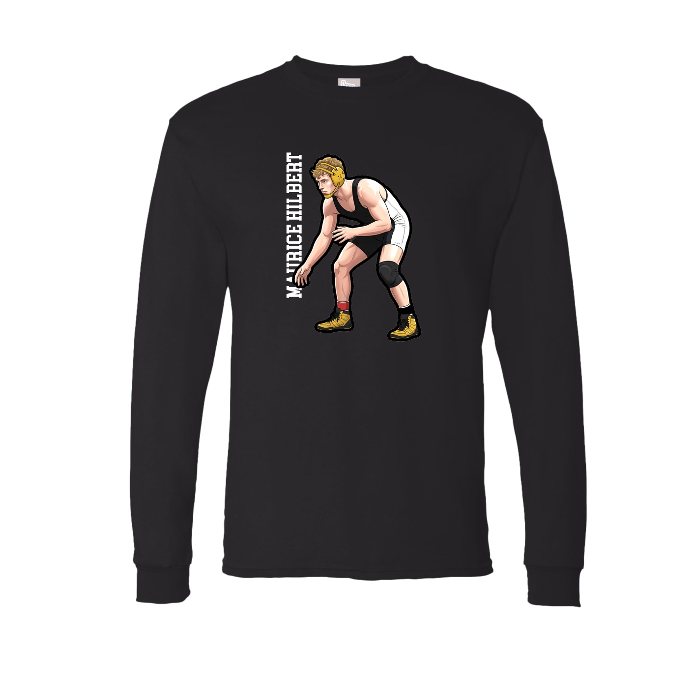 Long Sleeve Tee — Name Vertical in Black