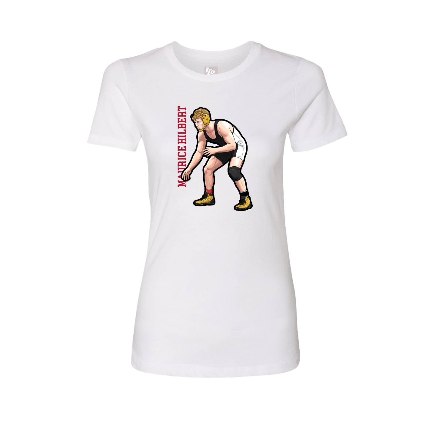 Fitted Women's Tee — Name Vertical in White