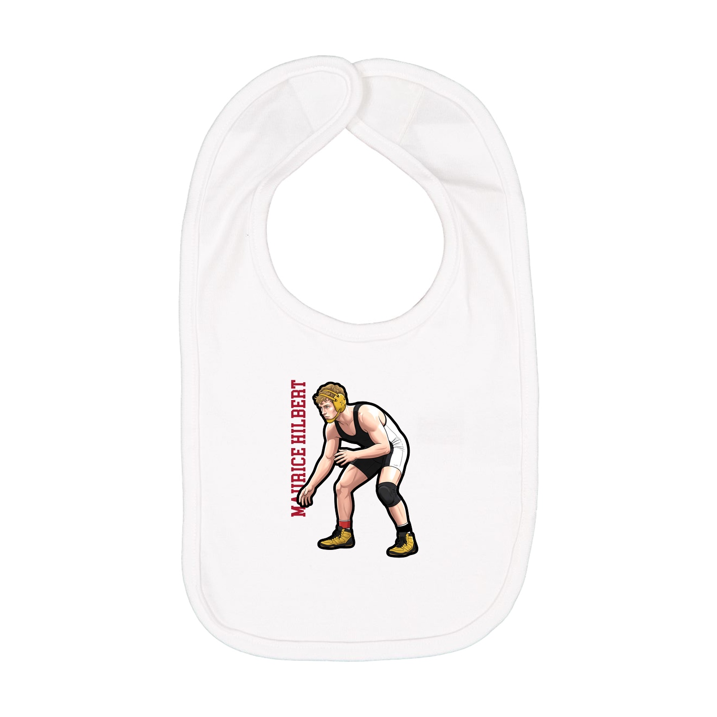 Infant Bib — Name Vertical in White