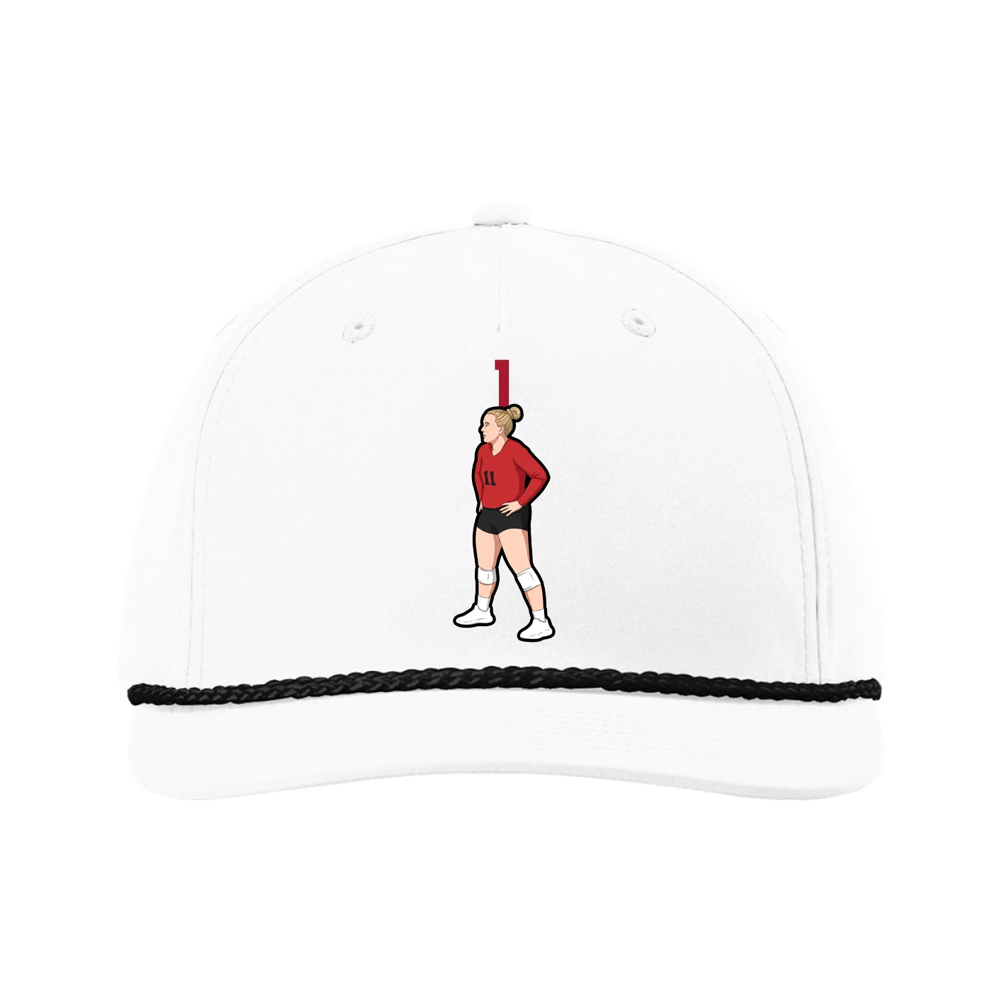 Five-Panel Classic Rope Cap — Number Top in White