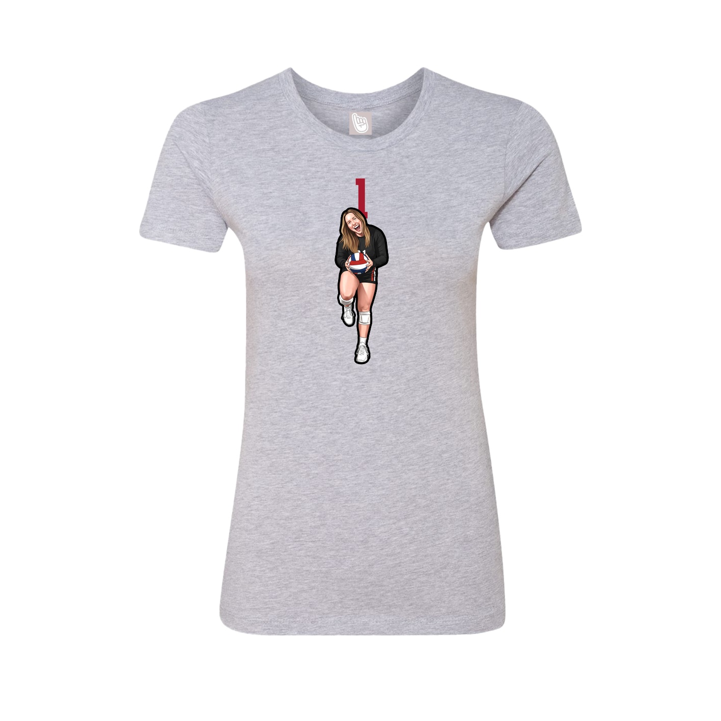 Fitted Women's Tee — Number Top in Grey