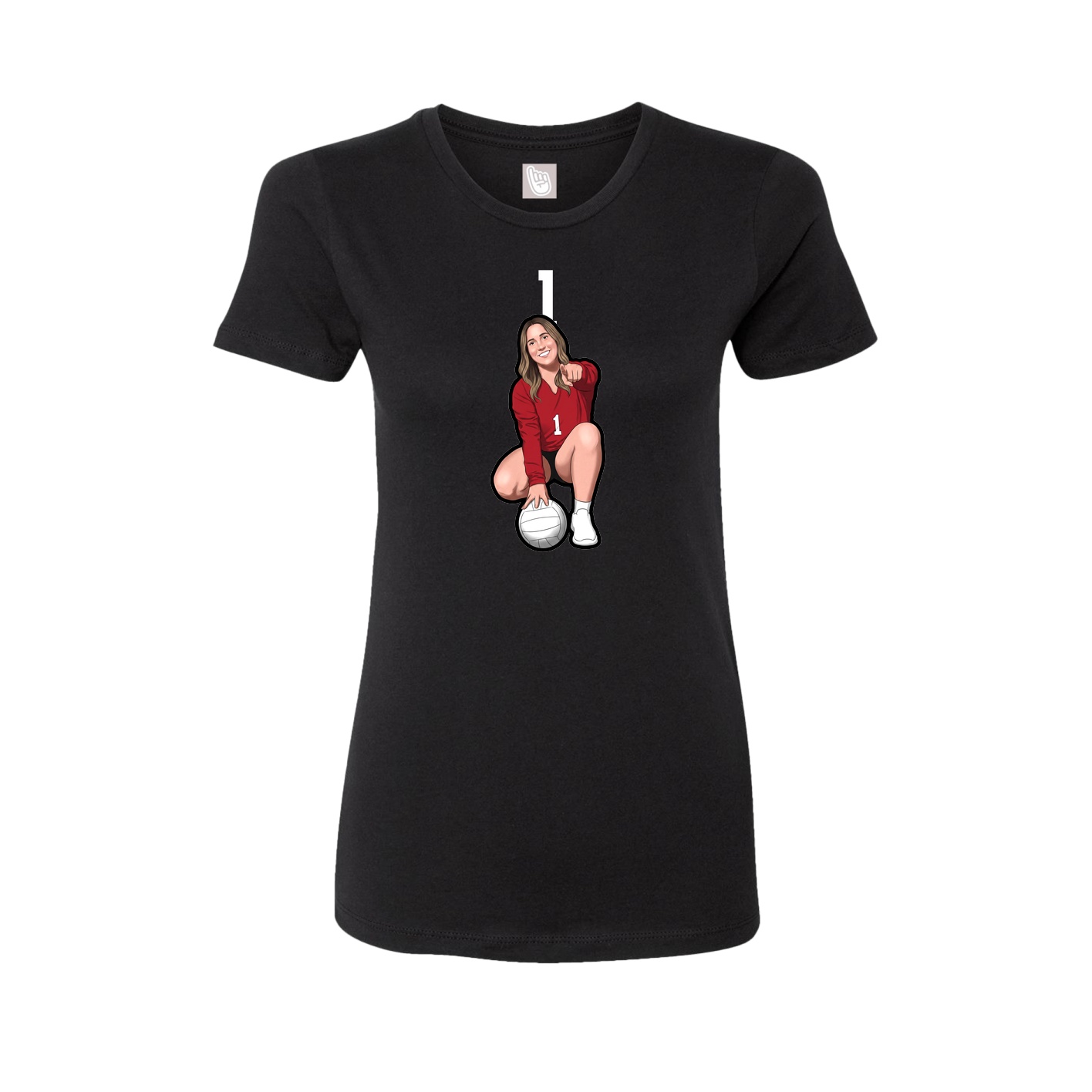 Fitted Women's Tee — Number Top in Black