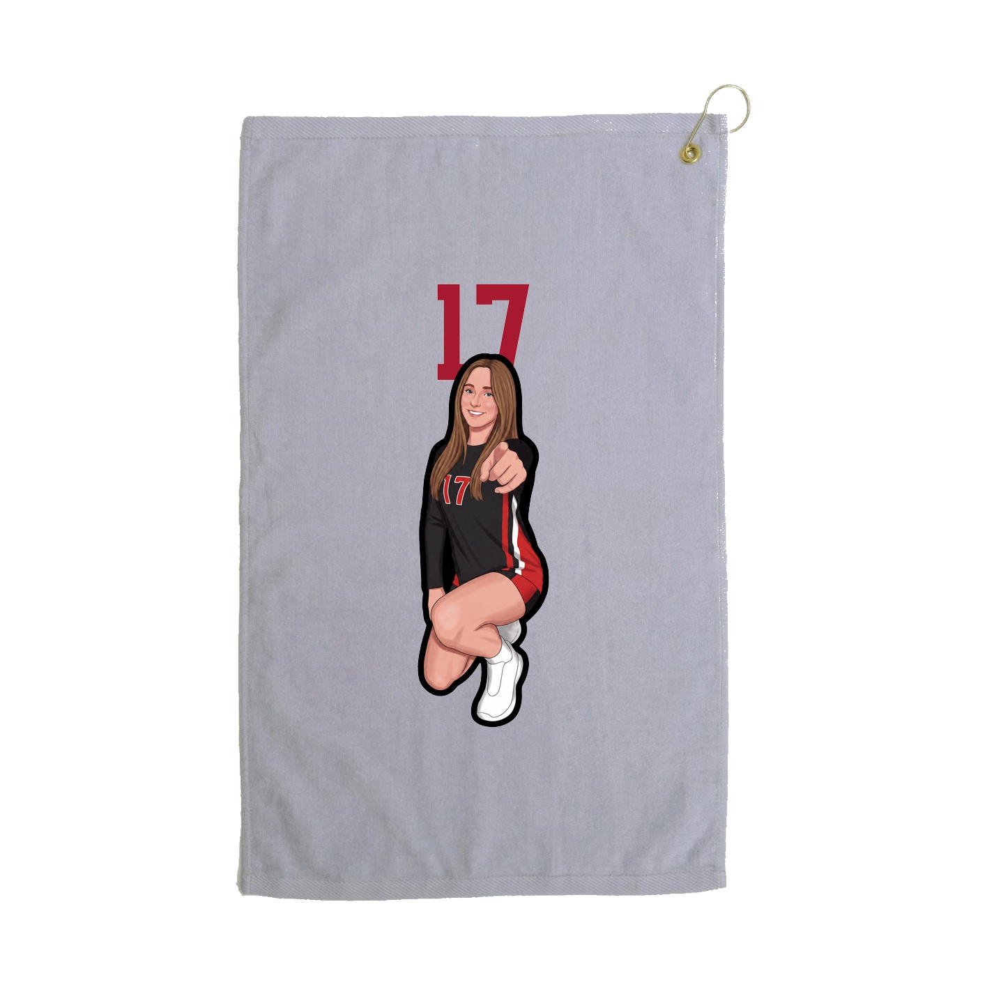 Golf Towel — Number Top in Grey
