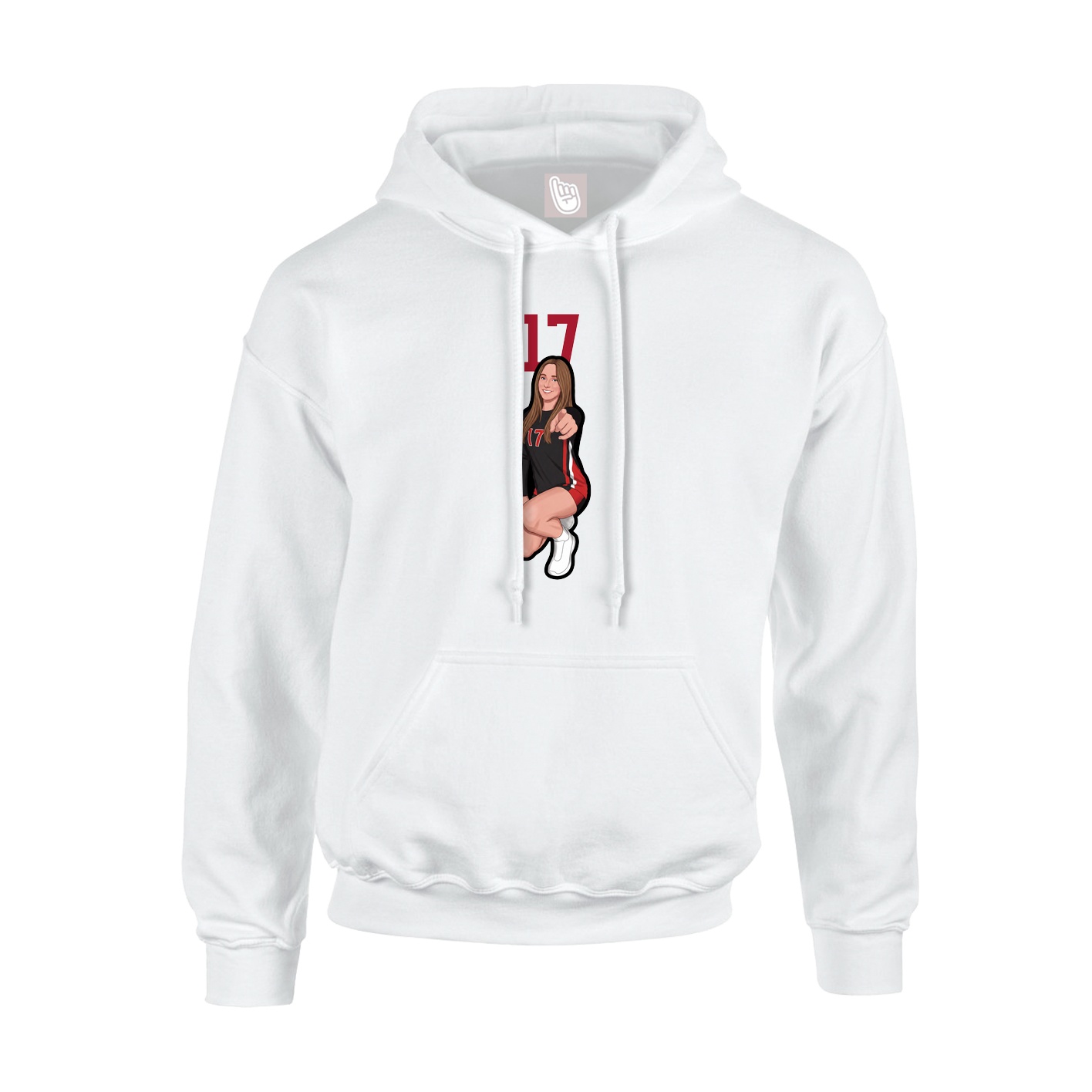 Youth Hoodie — Number Top in White