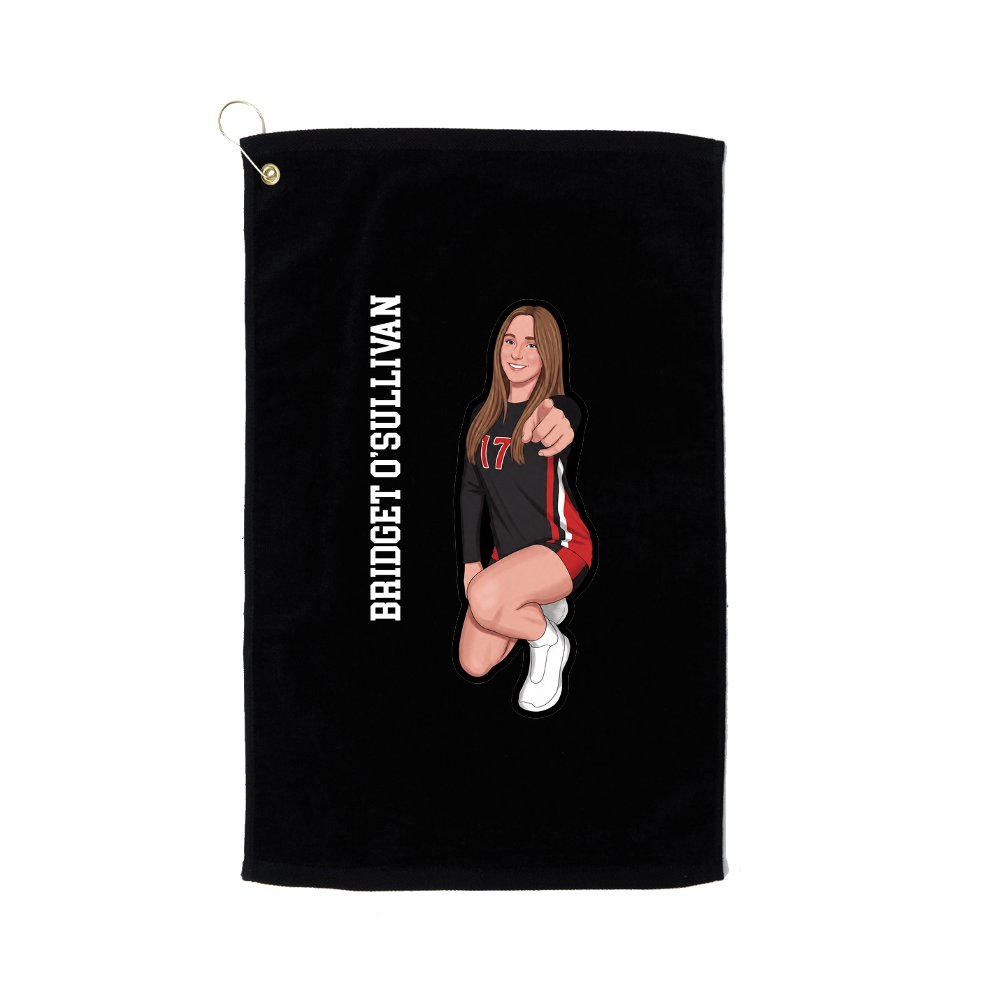 Golf Towel — Name Vertical in Black