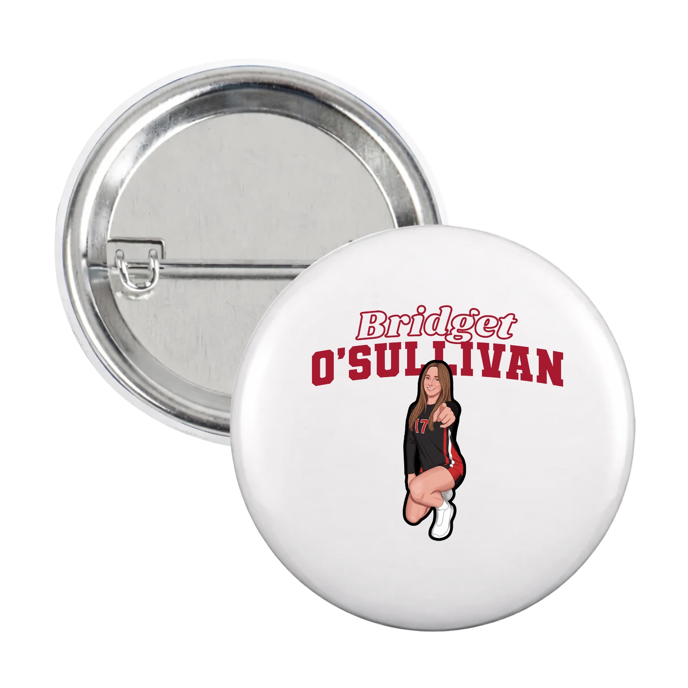 Game Day Button — Name Arch in White