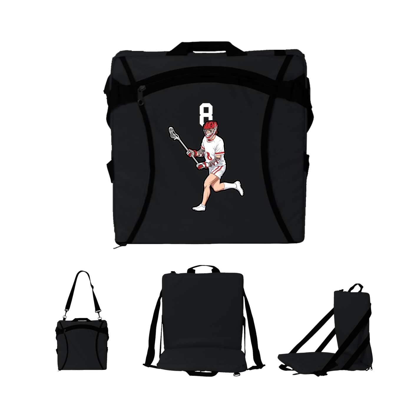 Folding Stadium Seat — Number Top in Black