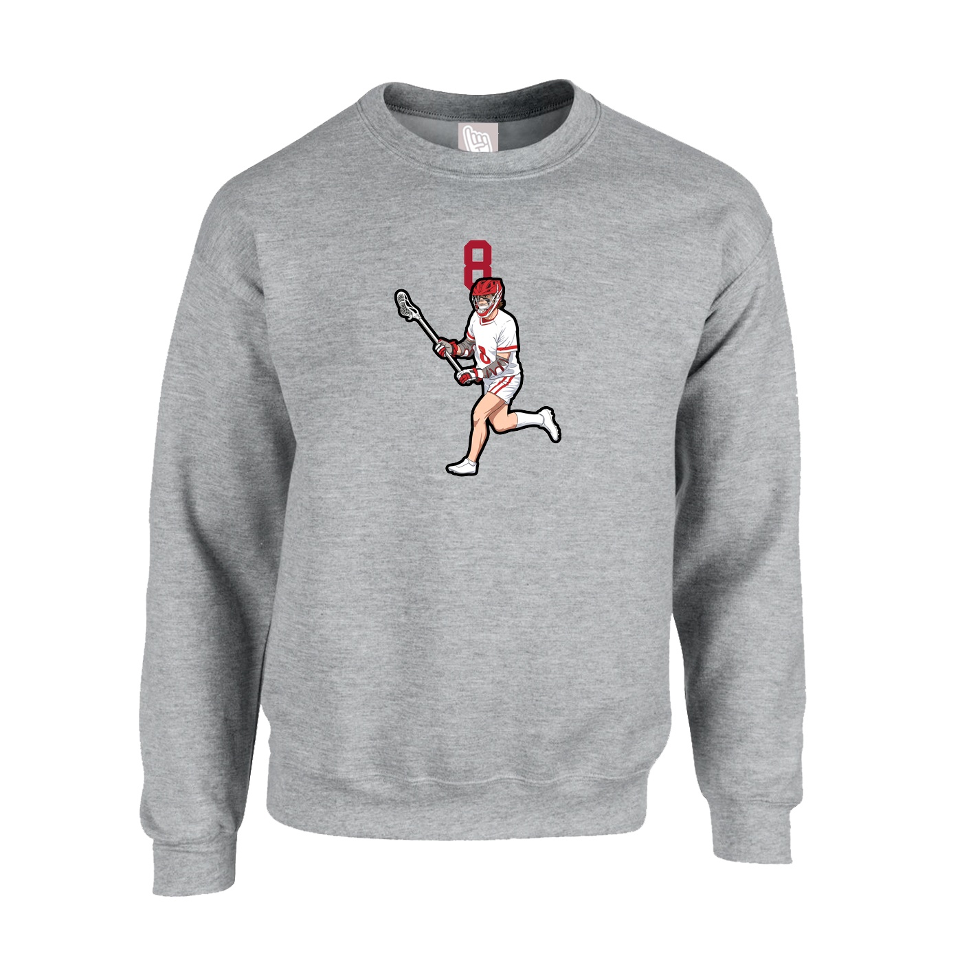 Fleece Crew — Number Top in Grey
