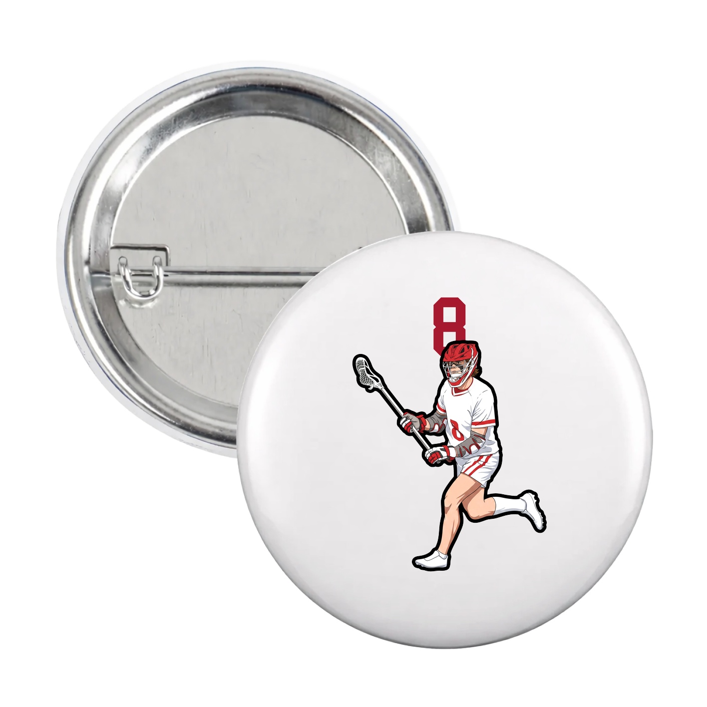 Game Day Button — Number Top in White