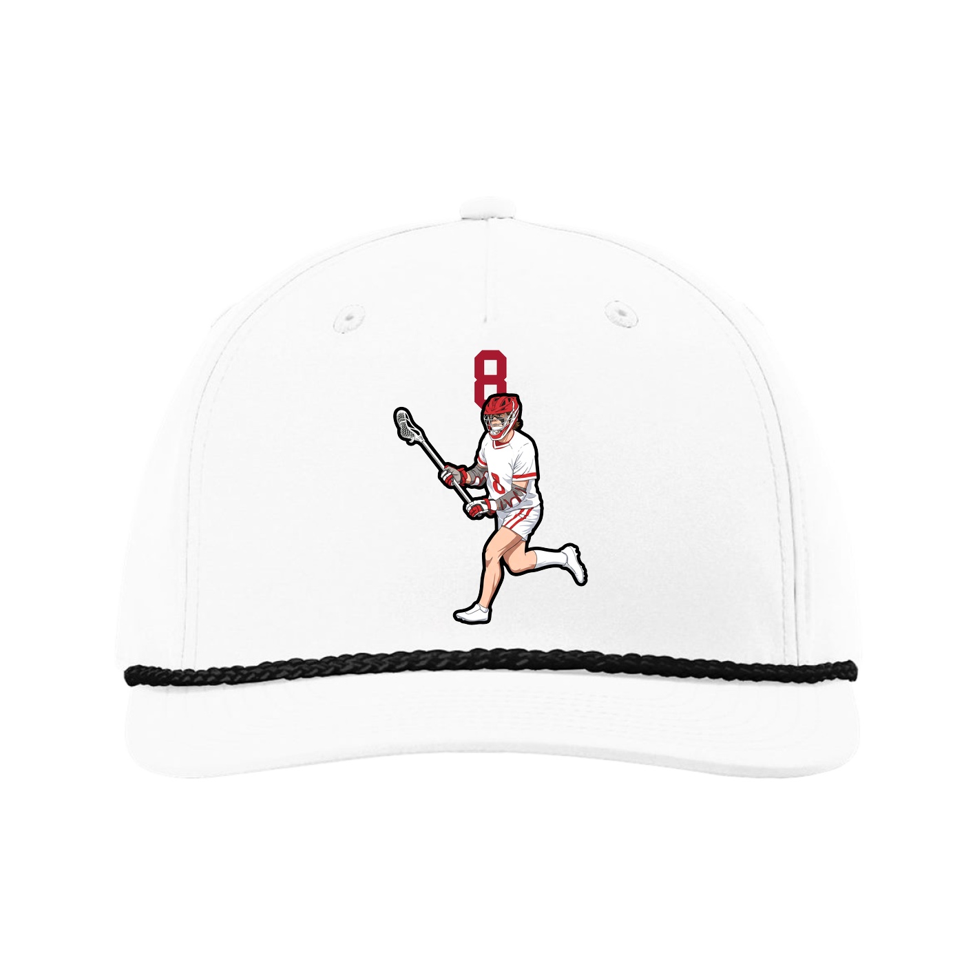 Five-Panel Classic Rope Cap — Number Top in White