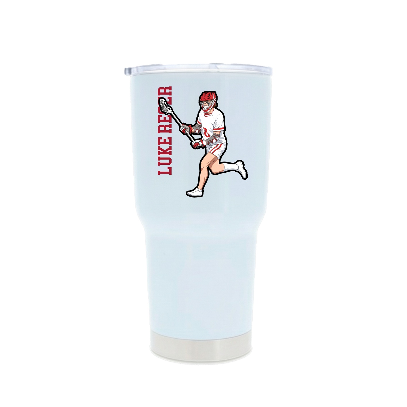 30oz Stainless Steel Tumbler — Name Vertical in White