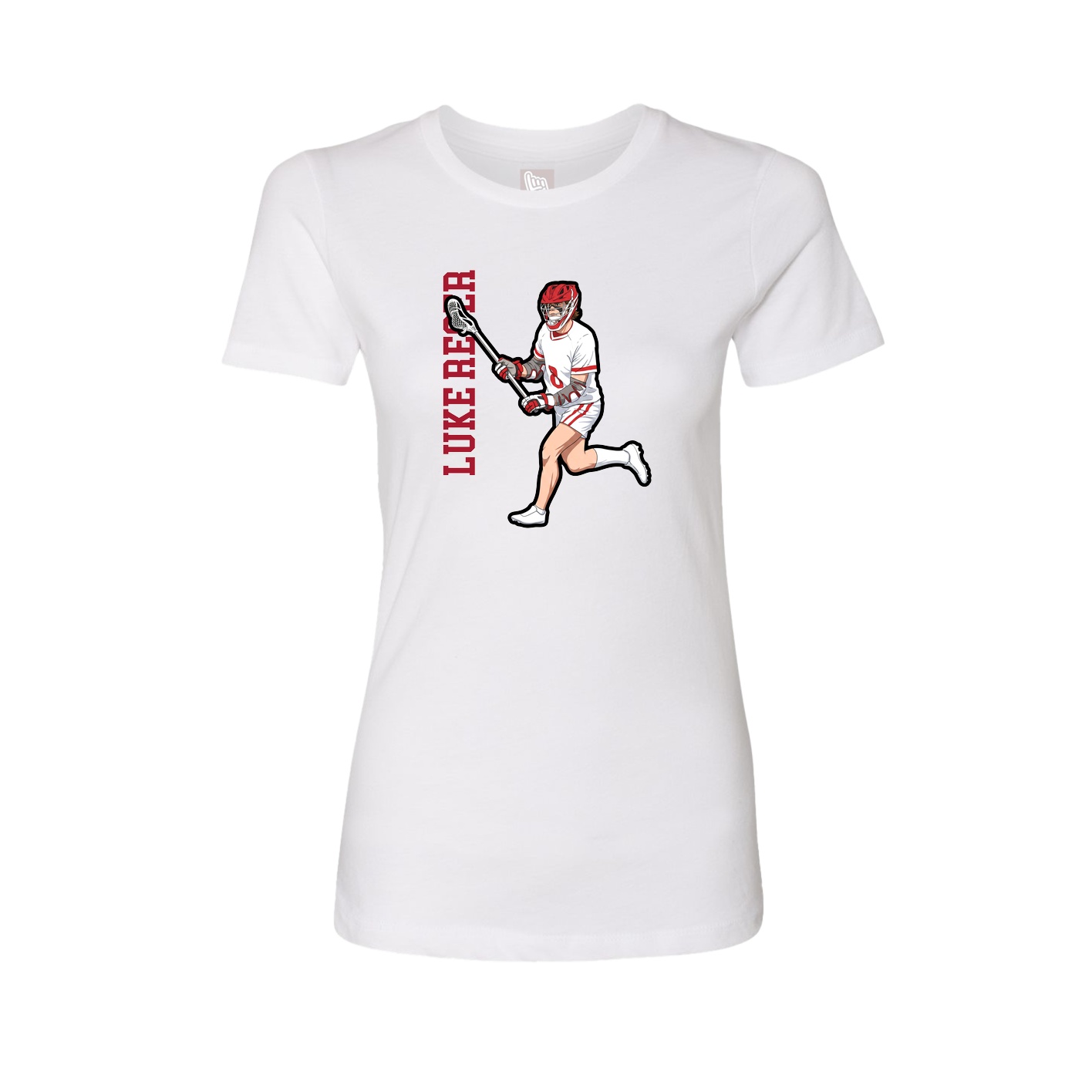 Fitted Women's Tee — Name Vertical in White