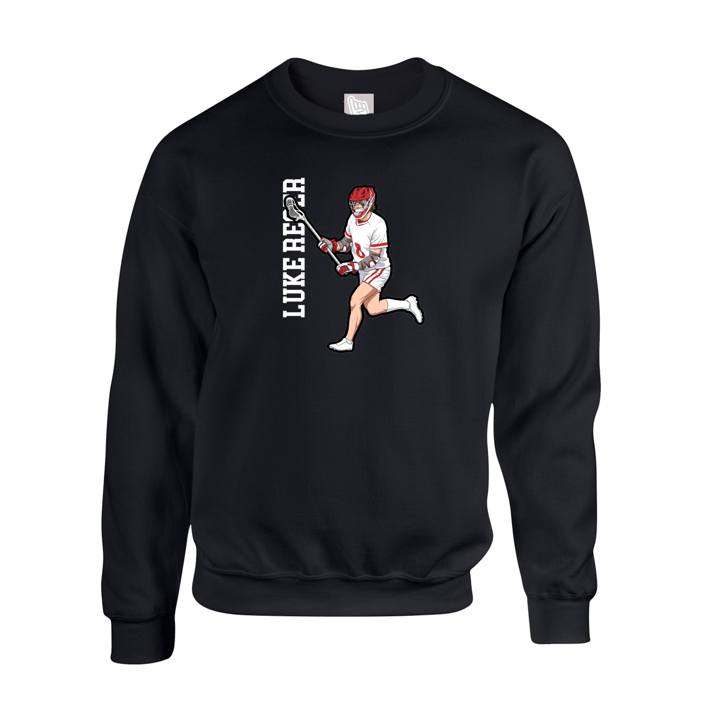 Fleece Crew — Name Vertical in Black