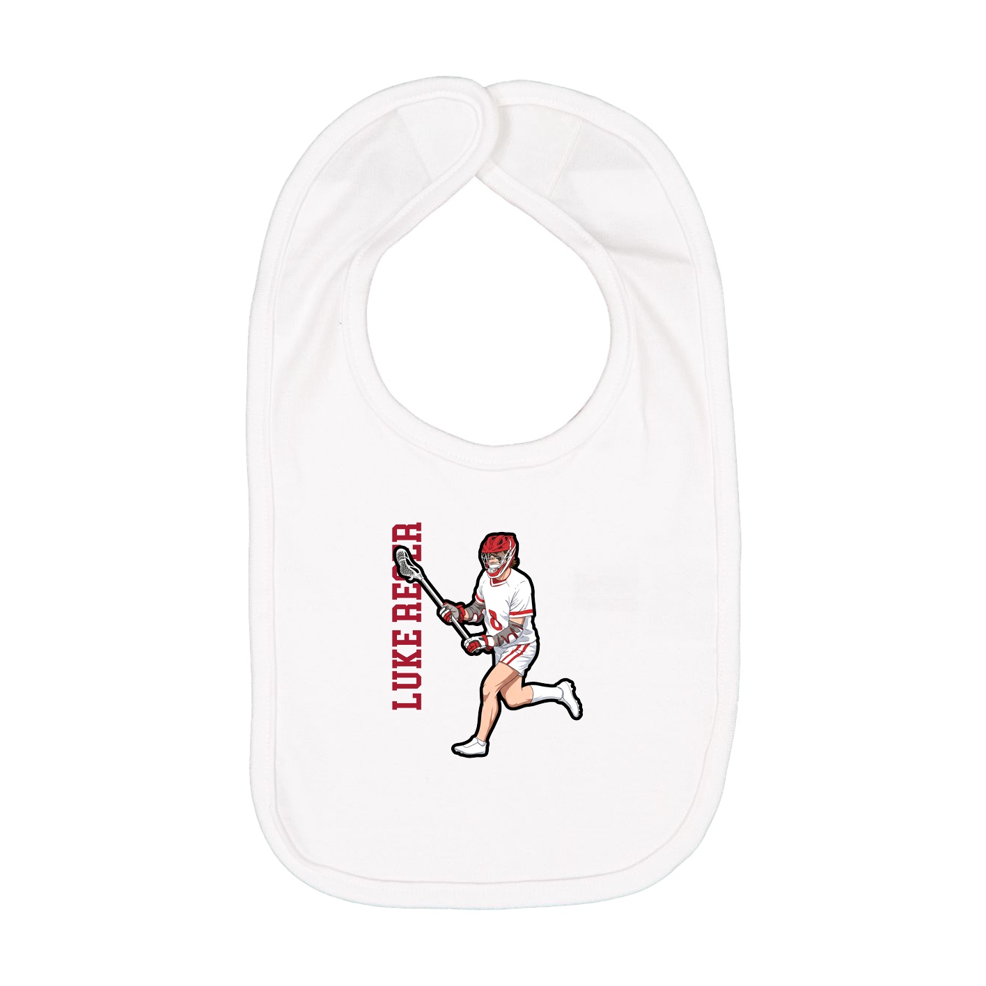 Infant Bib — Name Vertical in White