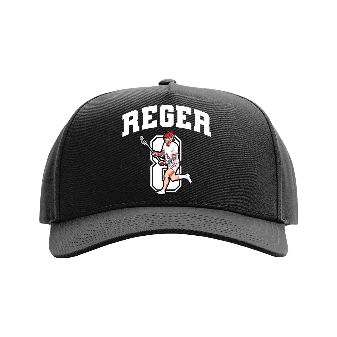 Full Fabric Five-Panel Champ Cap — Number in Black