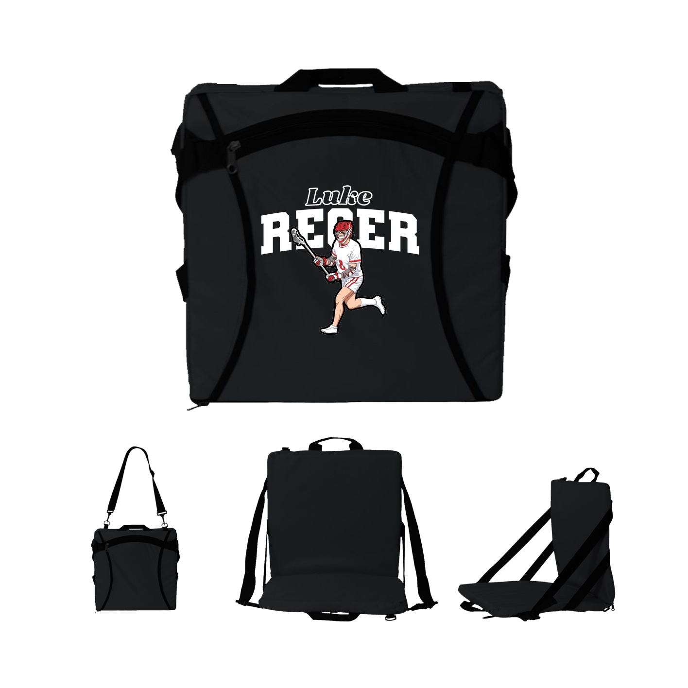 Folding Stadium Seat — Name Arch in Black