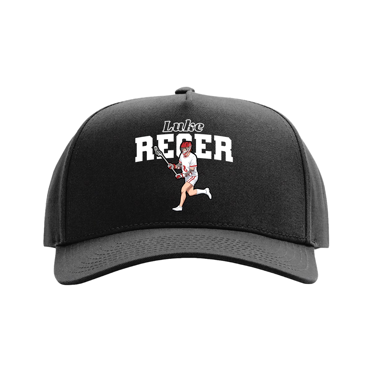 Full Fabric Five-Panel Champ Cap — Name Arch in Black