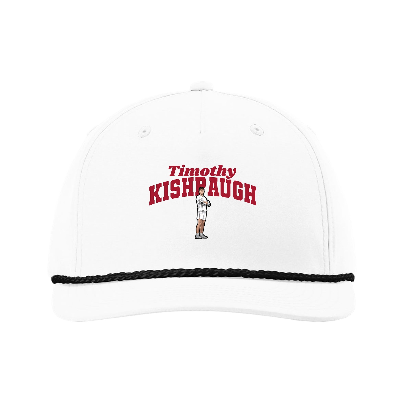 Five-Panel Classic Rope Cap — Signature Arch in White
