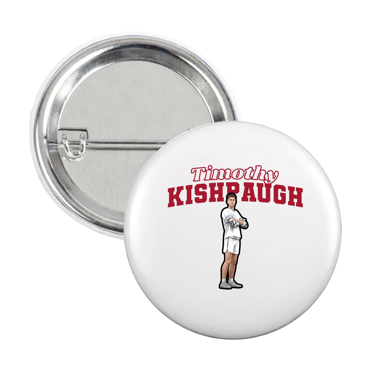 Game Day Button — Name Arch in White