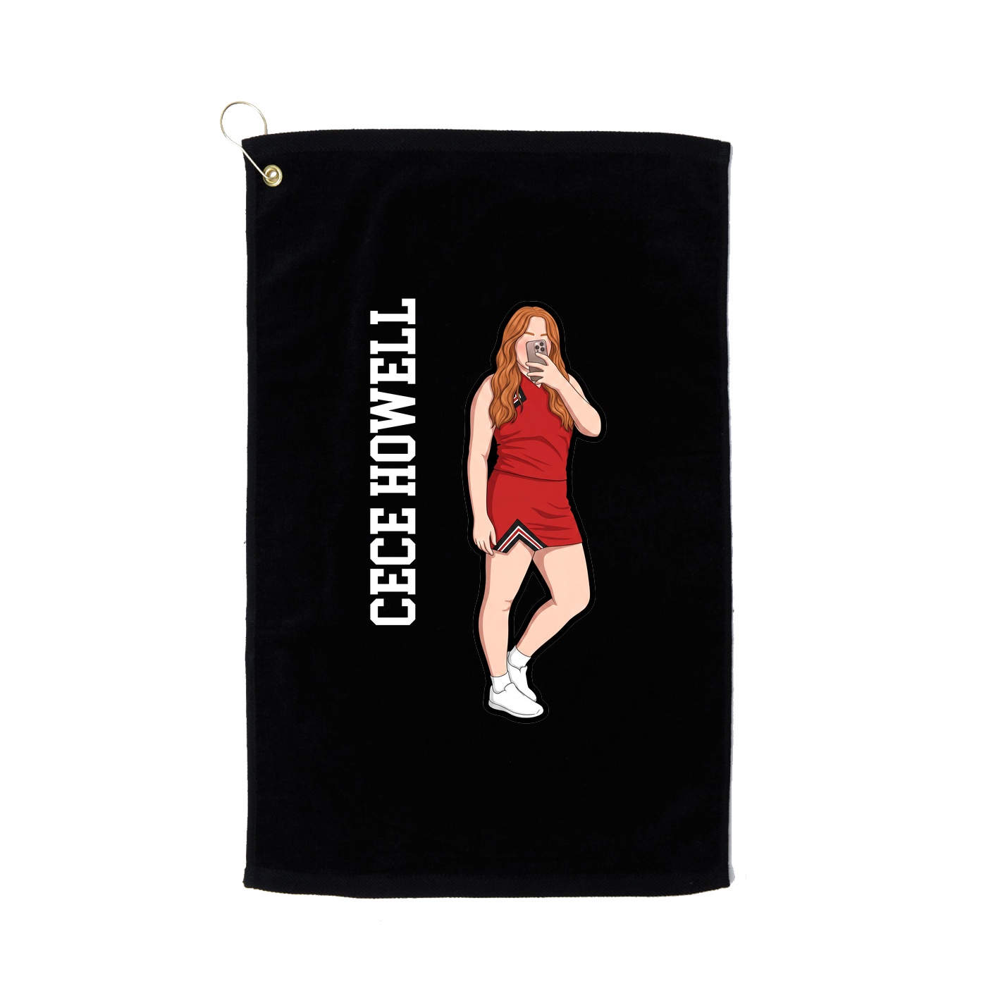 Golf Towel — Name Vertical in Black