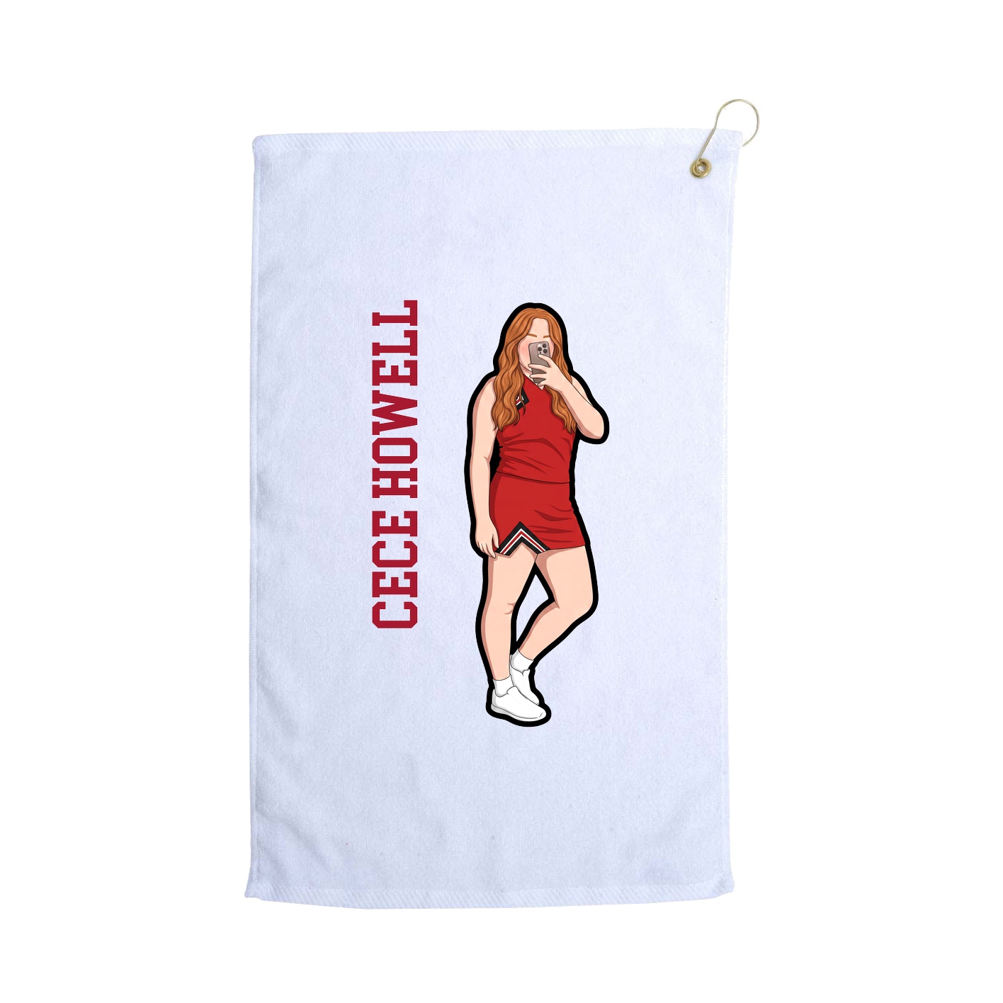 Golf Towel — Name Vertical in White