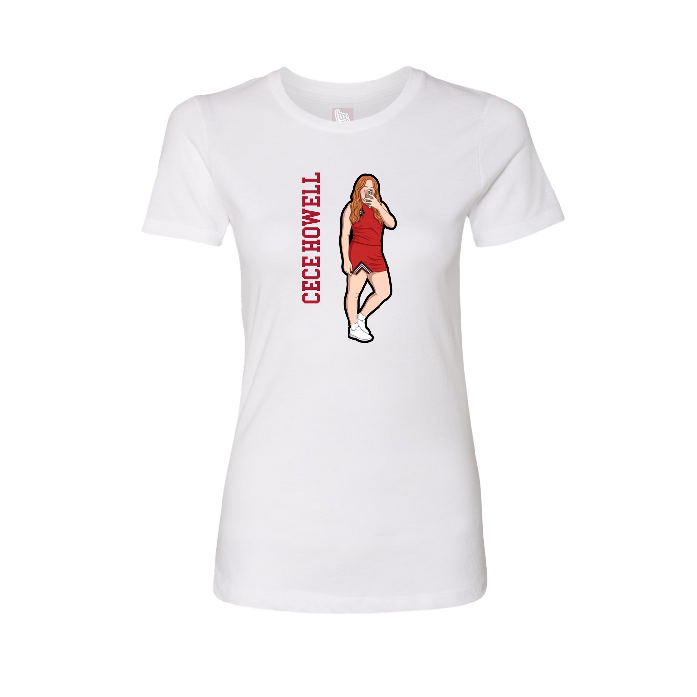 Fitted Women's Tee — Name Vertical in White