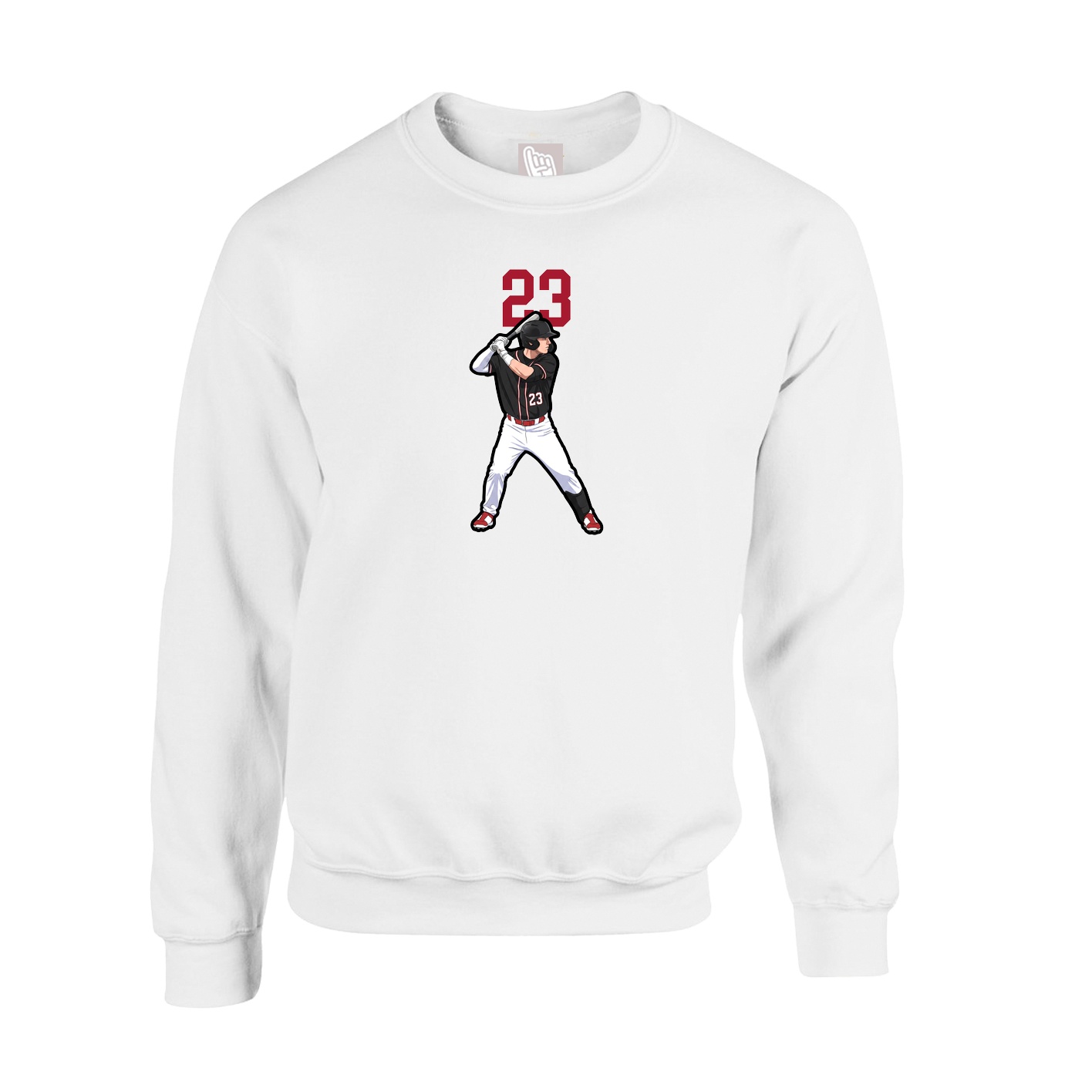Fleece Crew — Number Top in White