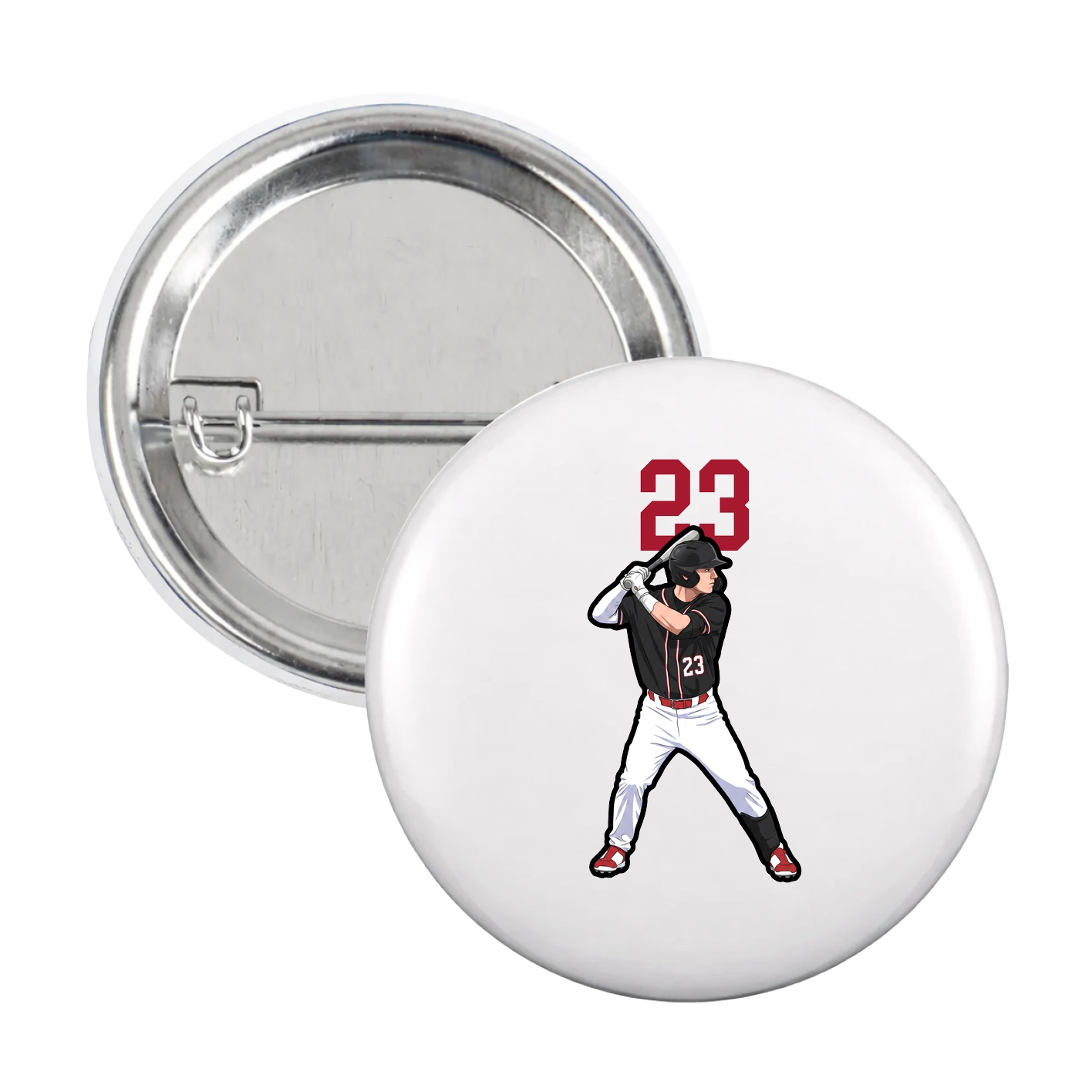 Game Day Button — Number Top in White