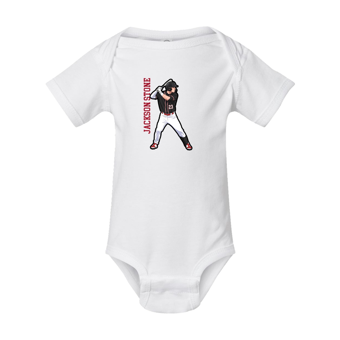 Baby Onesie — Name Vertical in White