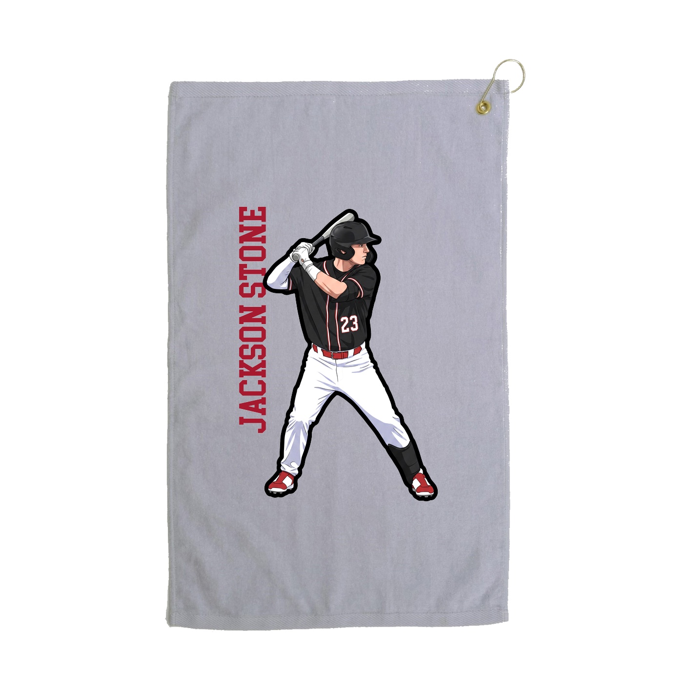Golf Towel — Name Vertical in Grey