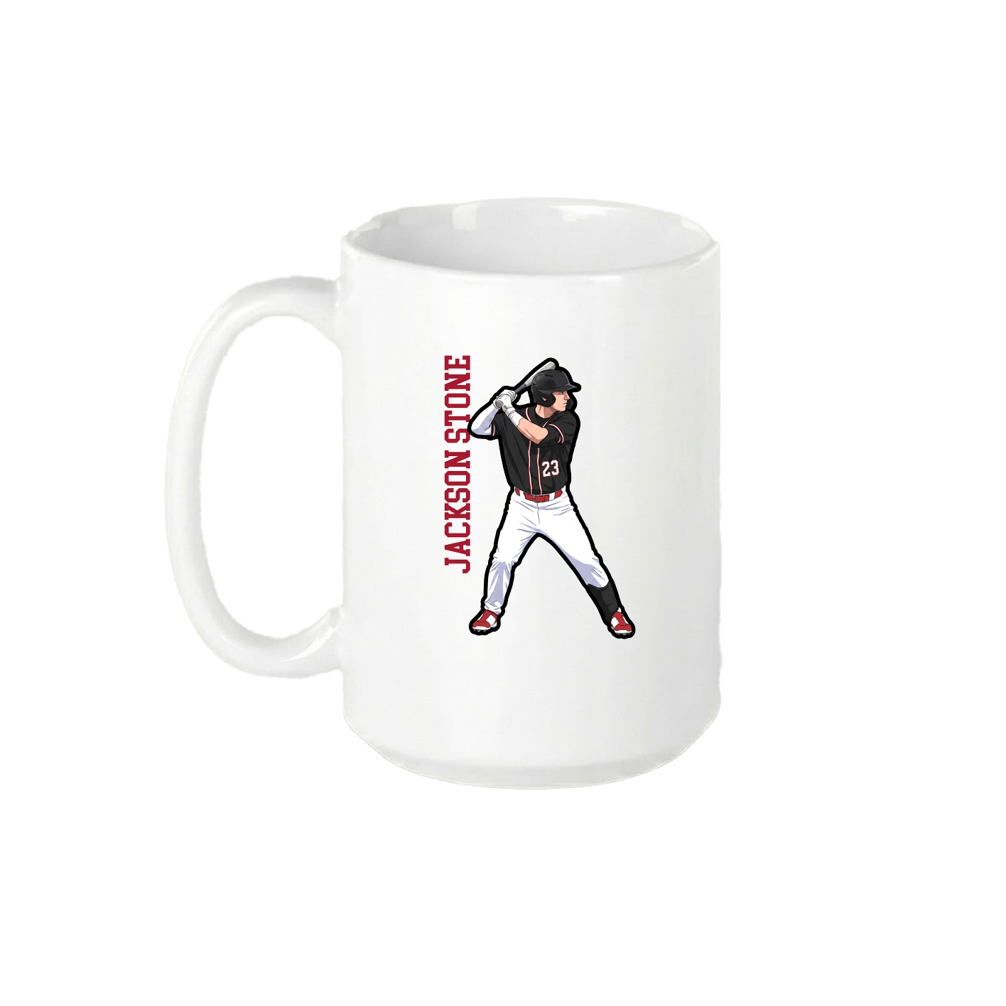 15oz Coffee Mug — Name Vertical in White