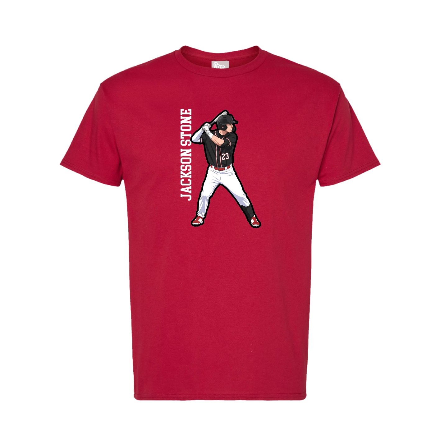 Tee — Name Vertical in Crimson