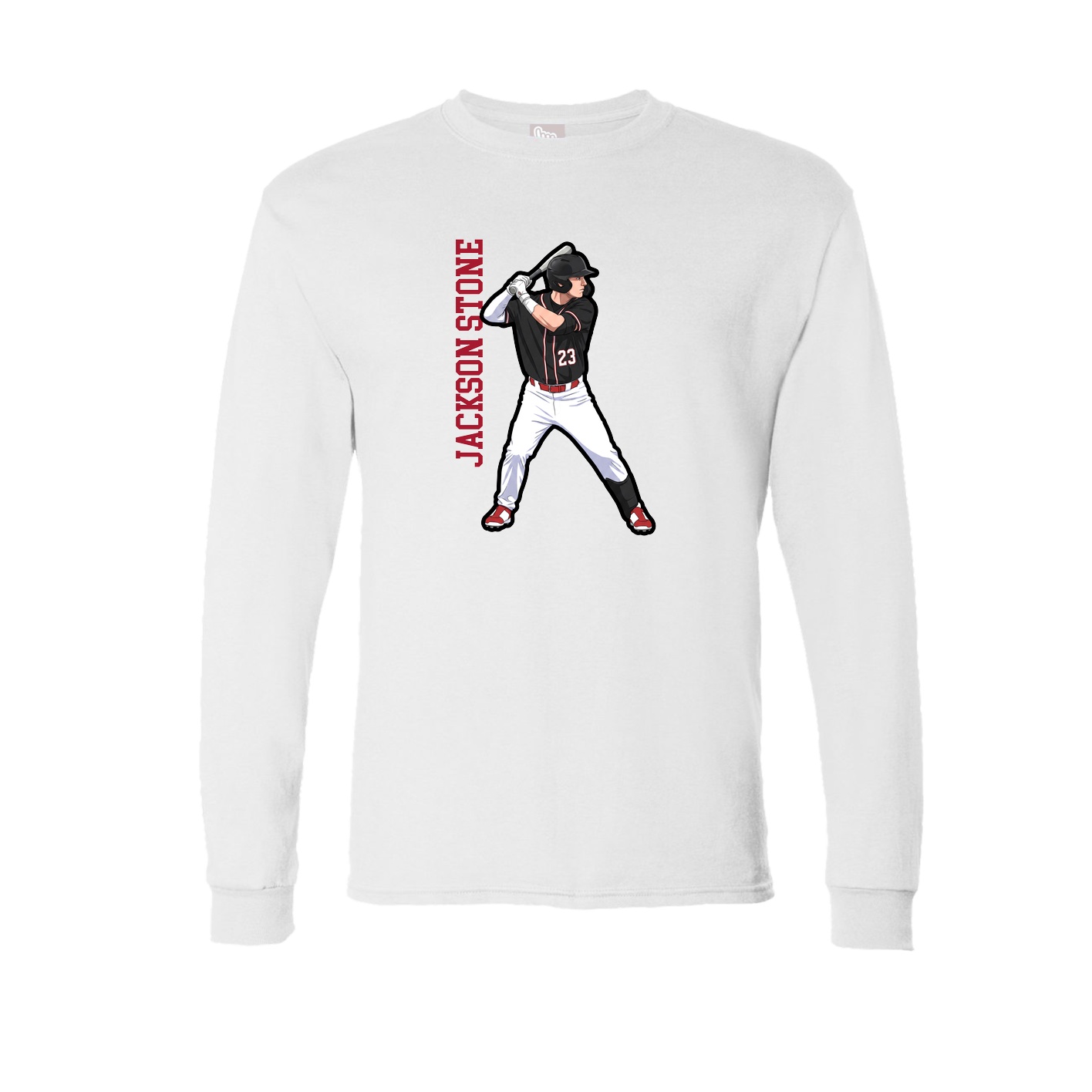Long Sleeve Tee — Name Vertical in White