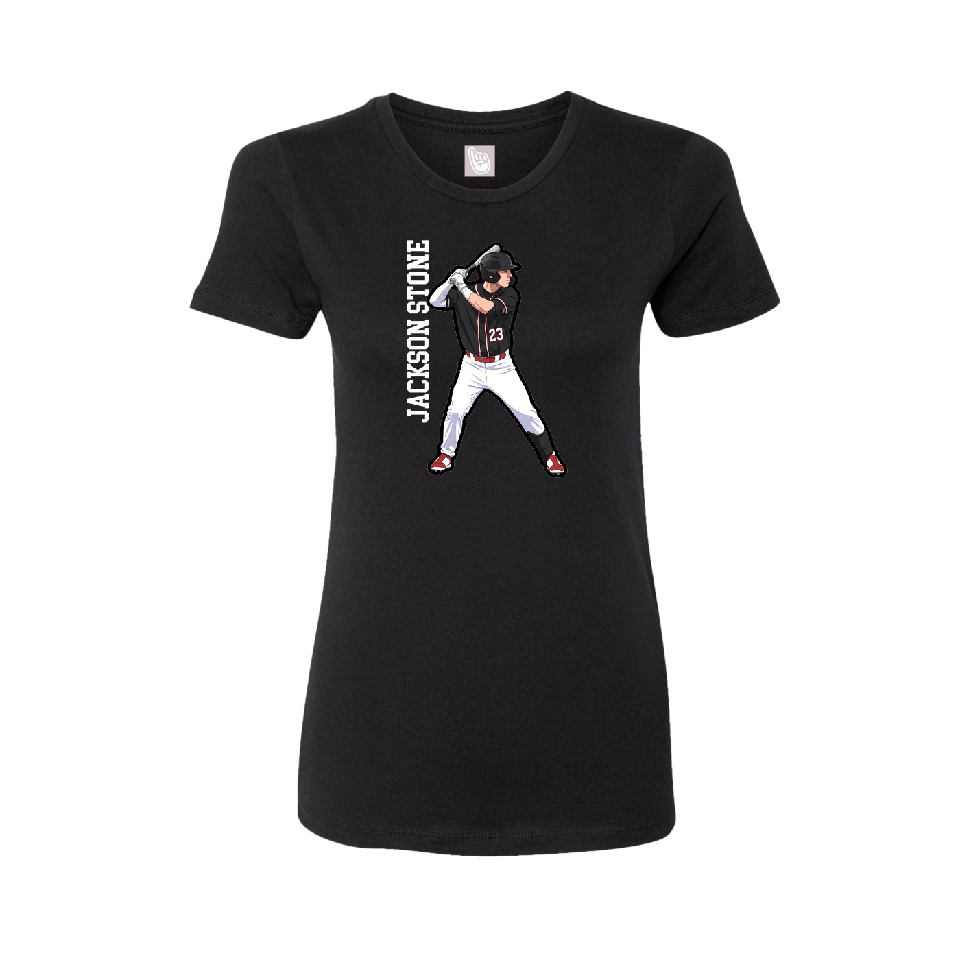 Fitted Women's Tee — Name Vertical in Black