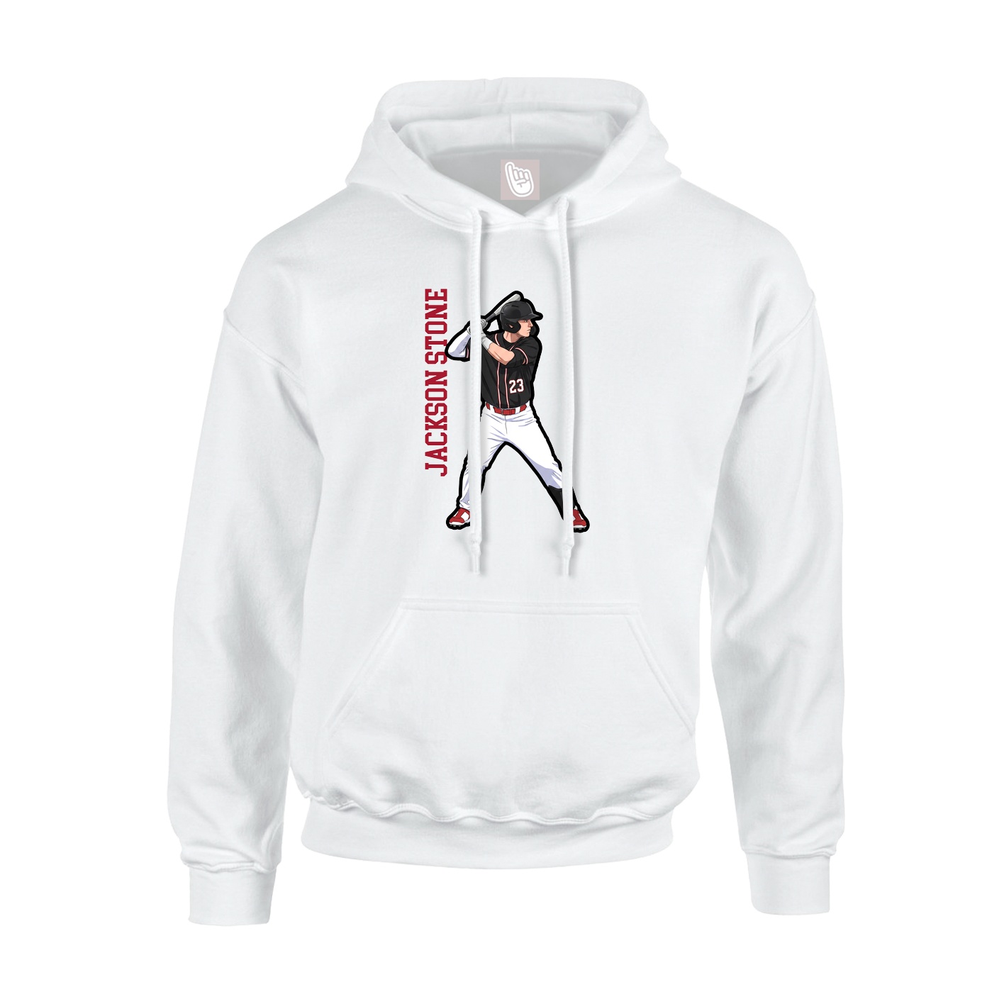 Youth Hoodie — Name Vertical in White
