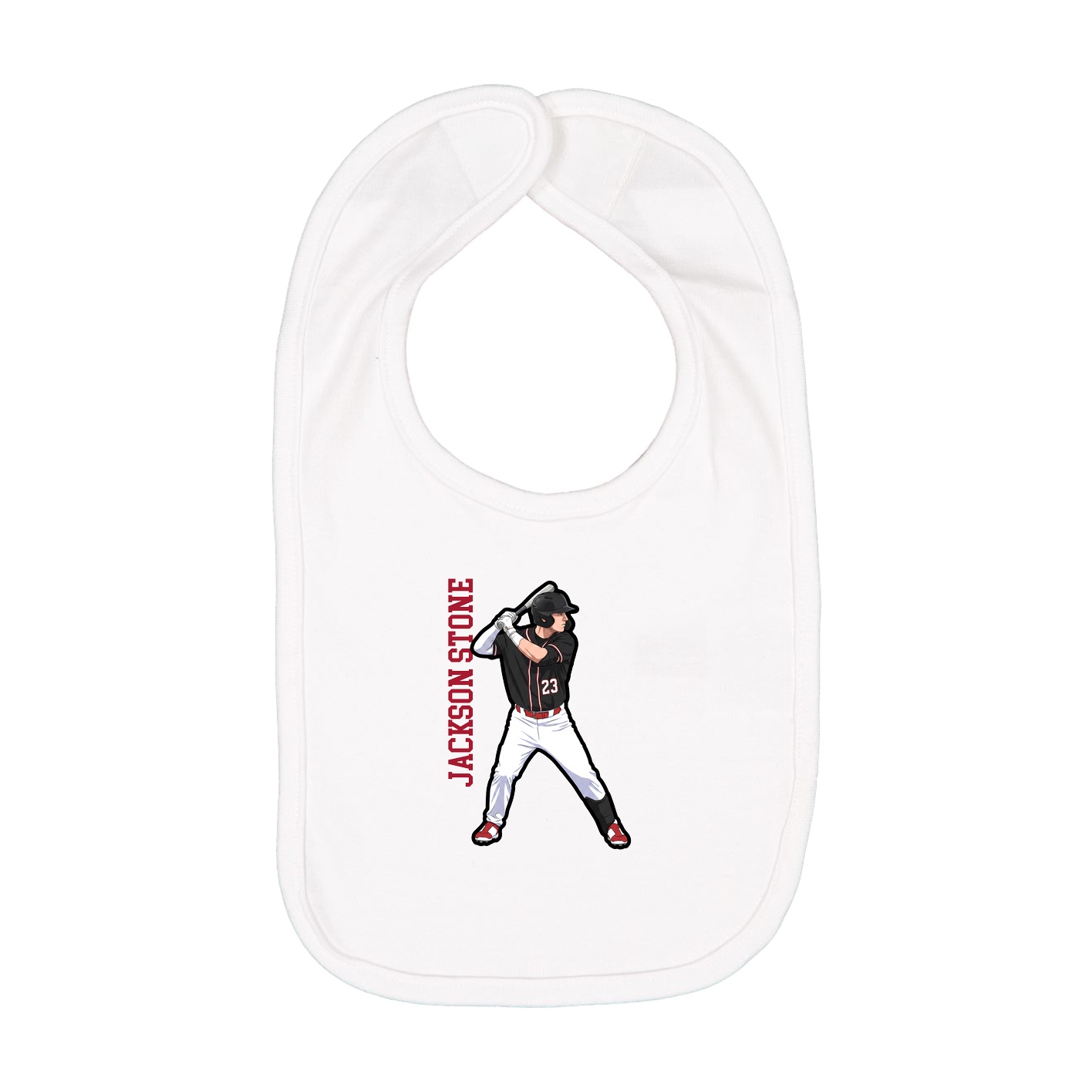 Infant Bib — Name Vertical in White