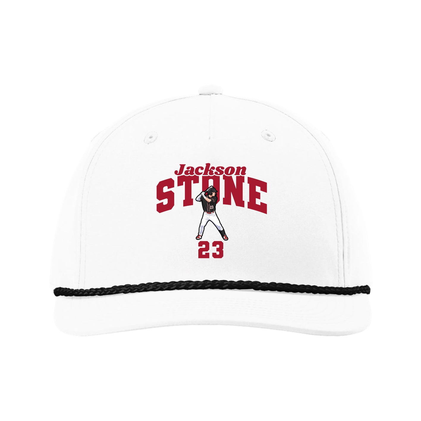 Five-Panel Classic Rope Cap — Signature Arch in White
