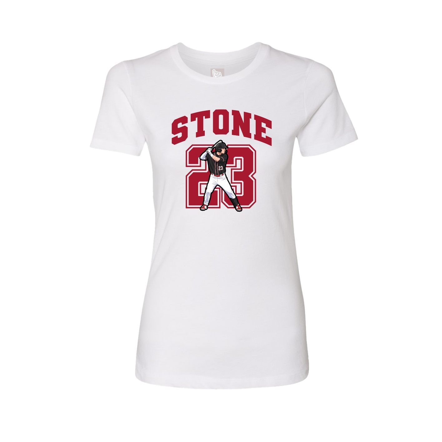 Fitted Women's Tee — Number in White